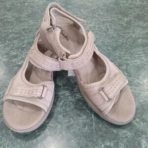 Clarks Morse Tour leather adjustable sport Cushioned Sandals size 7M Suede Brown